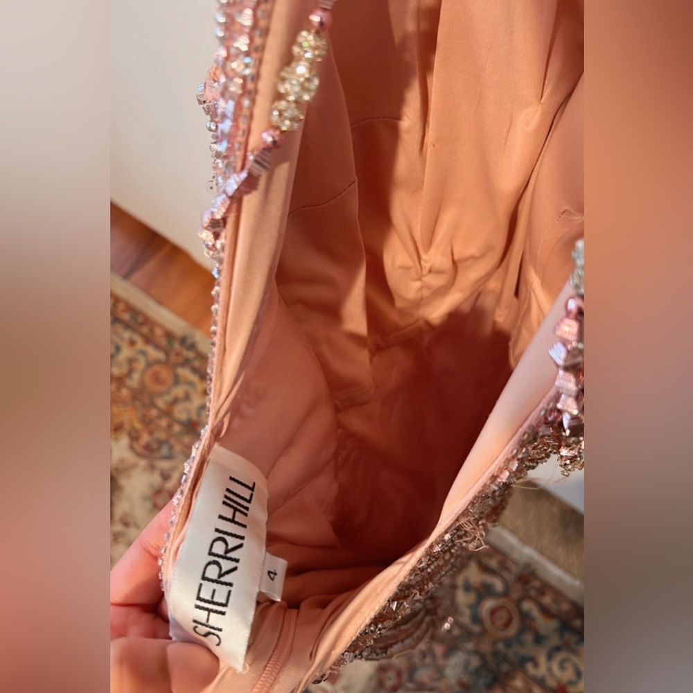 Sherri Hill Rose Gold Beaded Mini Dress prom 
Halter Cocktail Size 4 - Picture 14 of 17